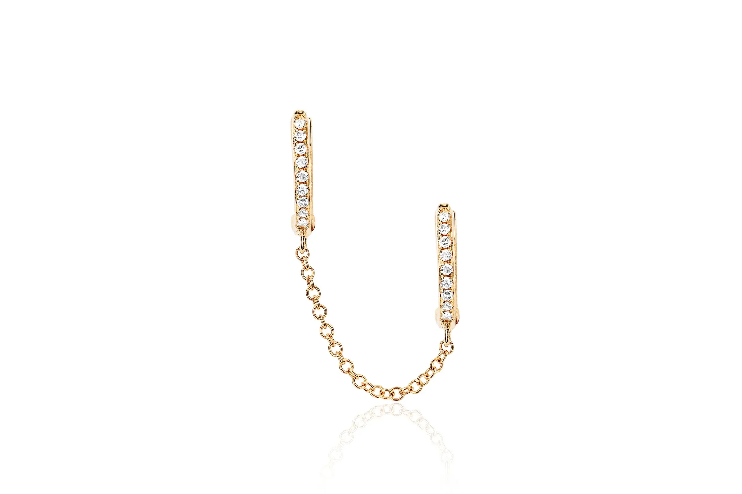 Diamond Double Huggie Chain Earring