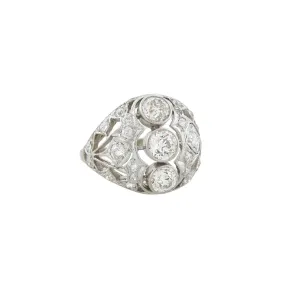 Edwardian 14kt Platinum Diamond Dome Ring 2ctw