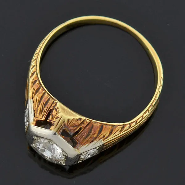 Edwardian Mixed Metals Diamond Engage Ring 0.50ctw