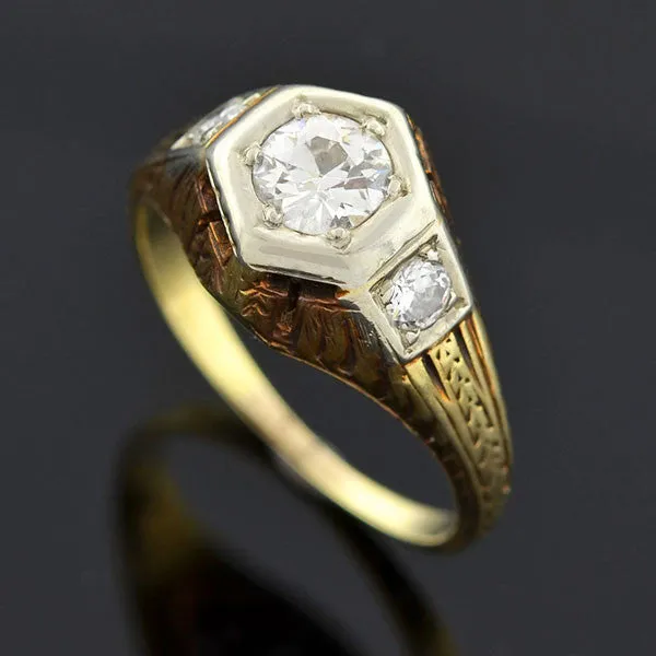 Edwardian Mixed Metals Diamond Engage Ring 0.50ctw