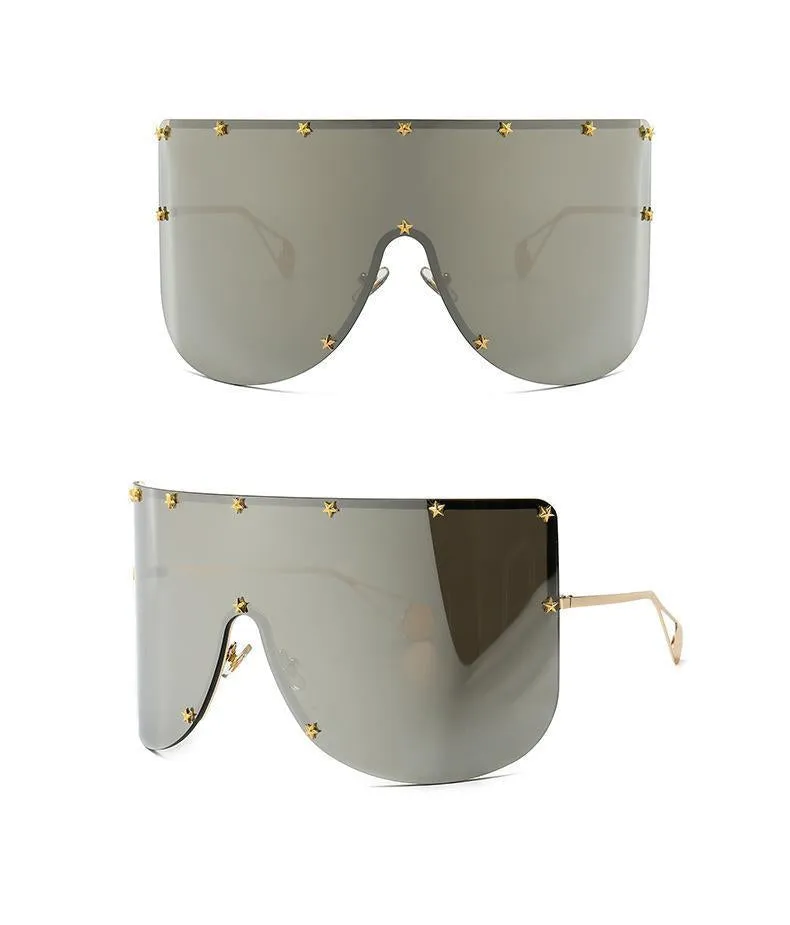 Elaiza Oversized Sunglasses - Silver Mirror