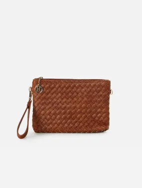 Ella Vegan Leather Woven Crossbody Clutch | Multiple Colours