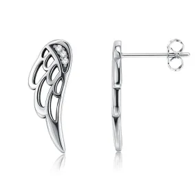 Fairy Wings Cubic Zirconia 925 Sterling Silver Fashion Stud Earrings