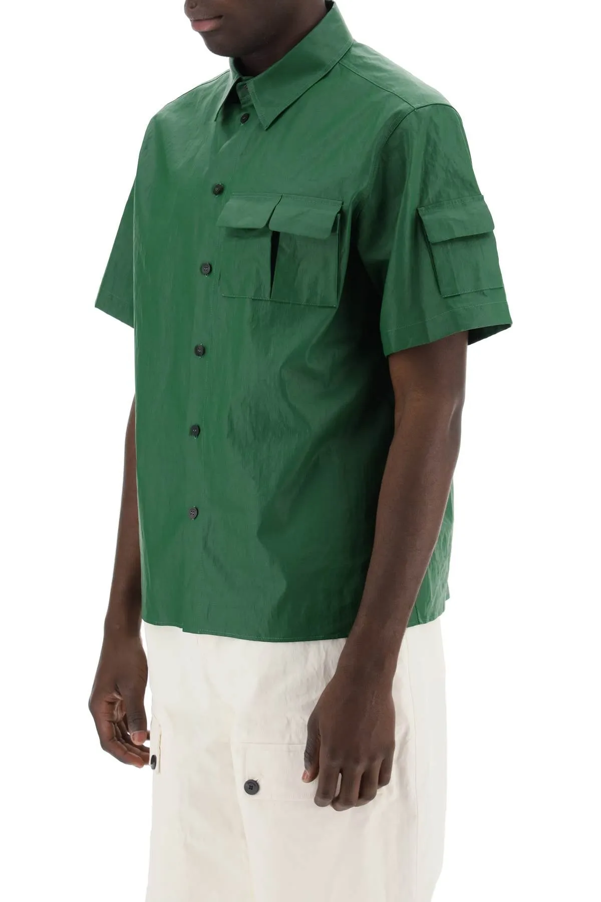 FERRAGAMO short-sleeved linen shirt with coated