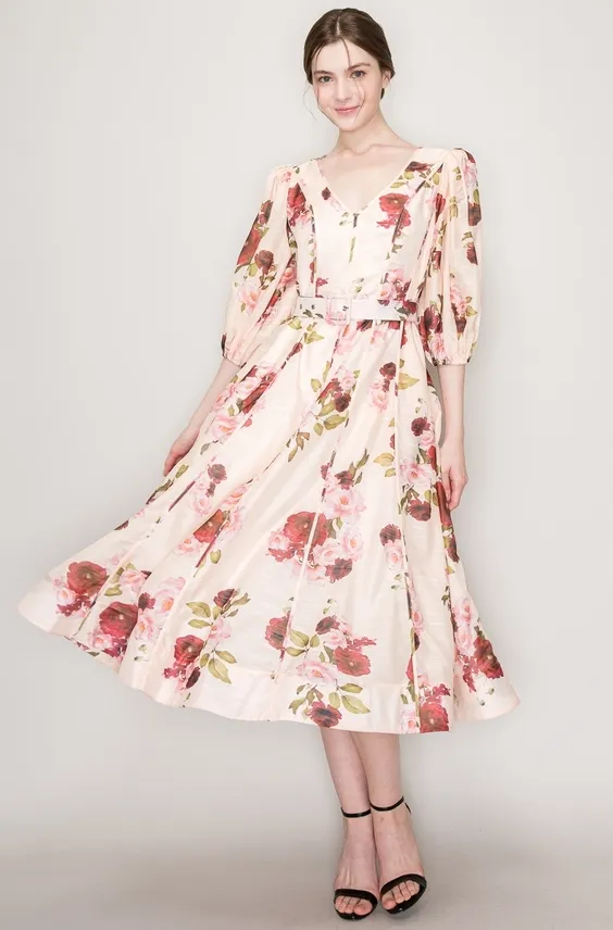 Floral Fit and Flare Midi Dress