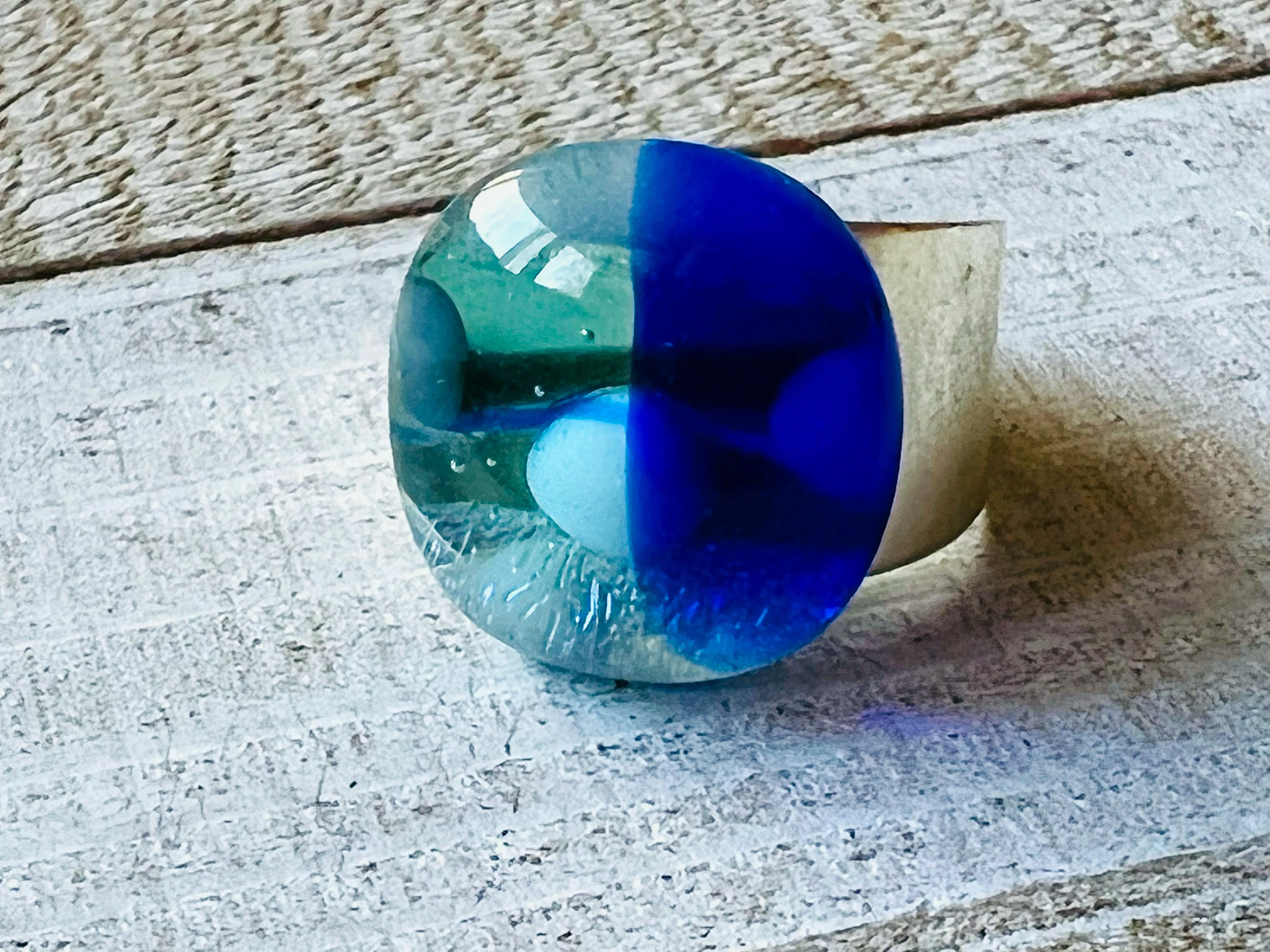 Fused Glass Ring ~ Bottomless Blue  ~