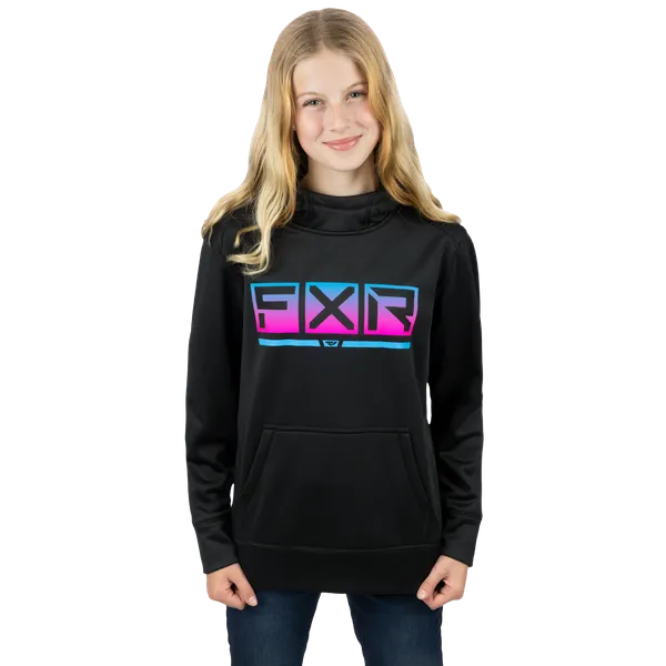 FXR Youth Podium Tech Pullover Fleece Black/Nightclub