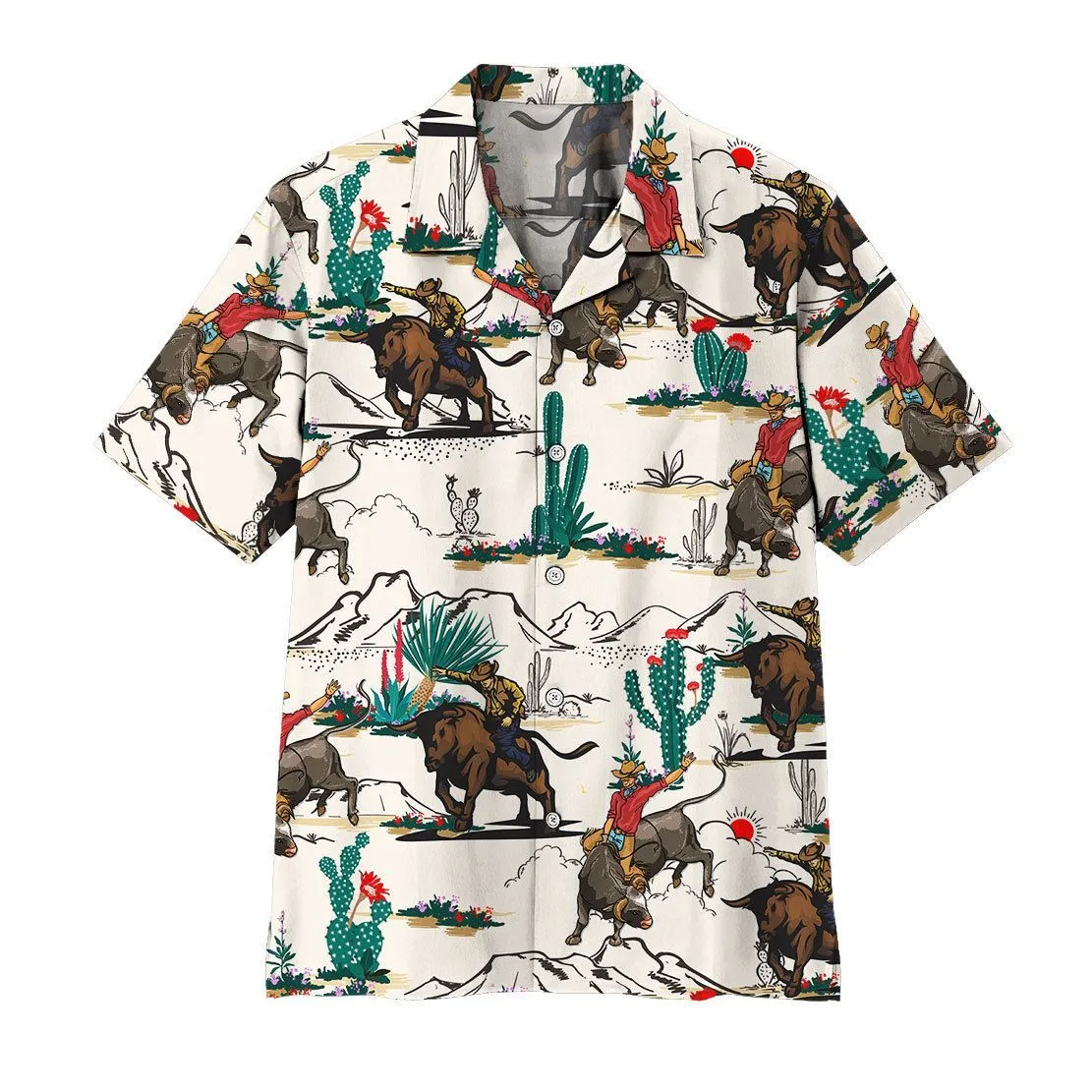 Gearhuman 3D Bull Riding Hawaii Shirt