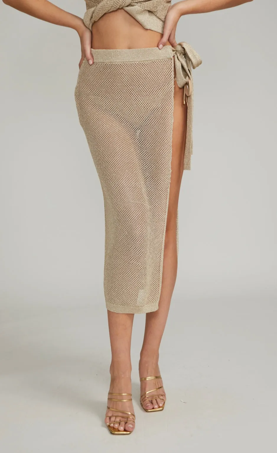 Generation Love - Carlyle Mesh Wrap Skirt - Pale Gold