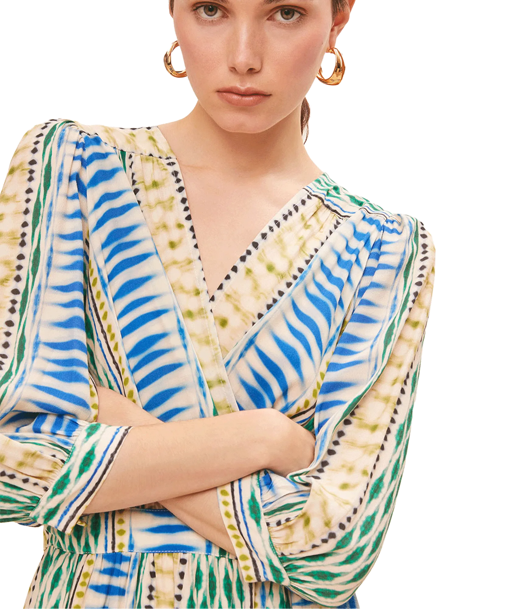 Geo Ethnic Print Short Wrap Dress - Multi