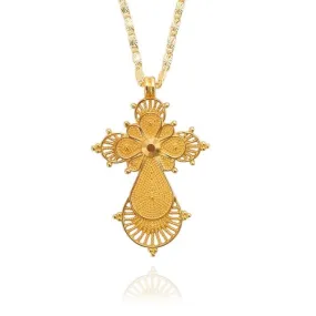 Golden Habesha Ethiopian Cross Pendant Chain Necklace