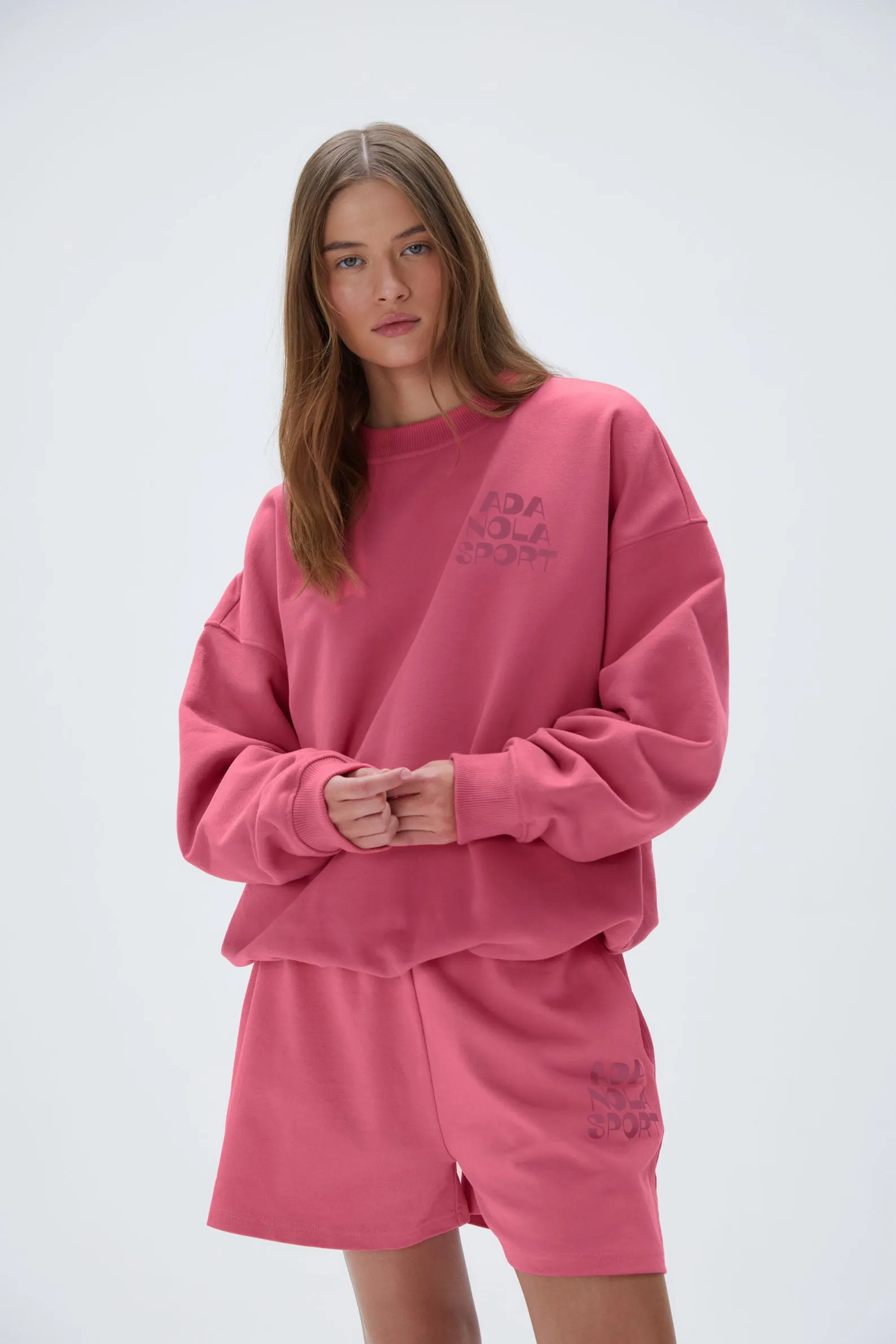 Graphic Oversized Sweatshirt - Pink