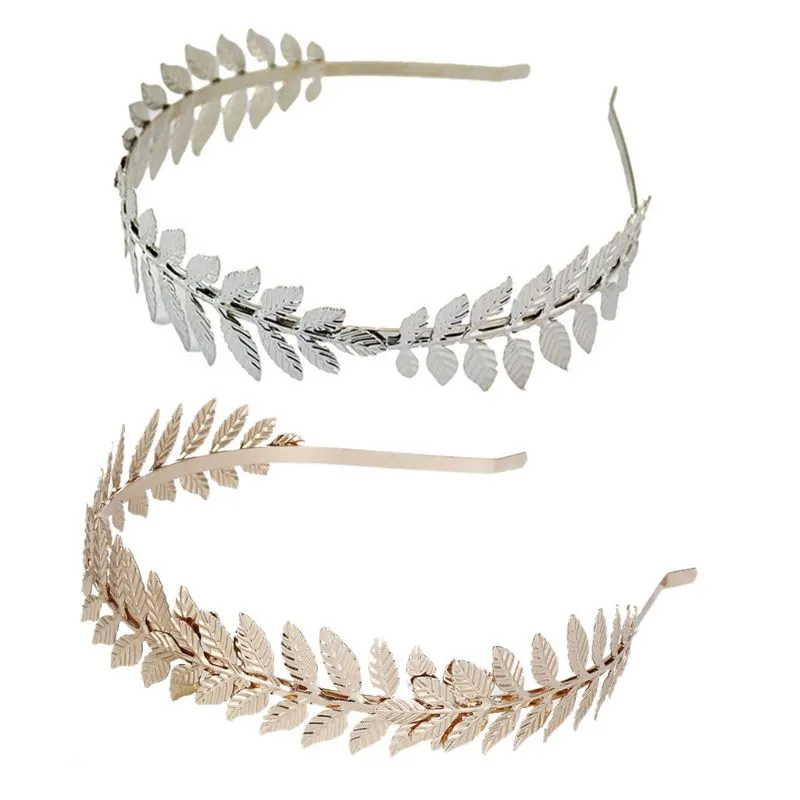 Greek Goddess Metallic Leaves Branch Crown Headband Wedding Bridal Tiara