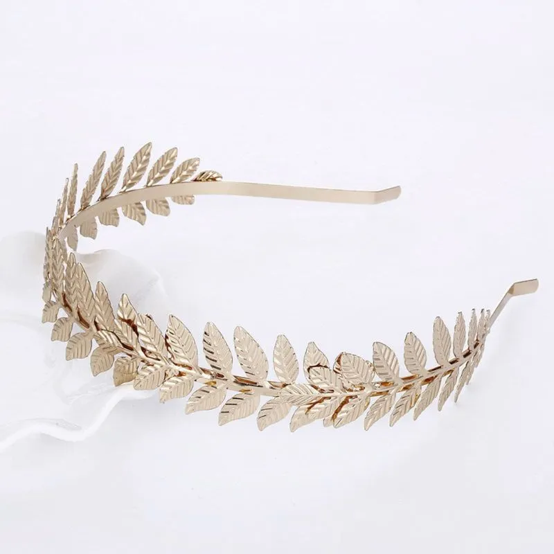 Greek Goddess Metallic Leaves Branch Crown Headband Wedding Bridal Tiara