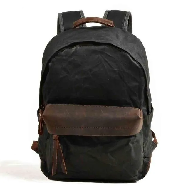 Green and Brown Canvas Leather 20 to 35 Litre Backpack