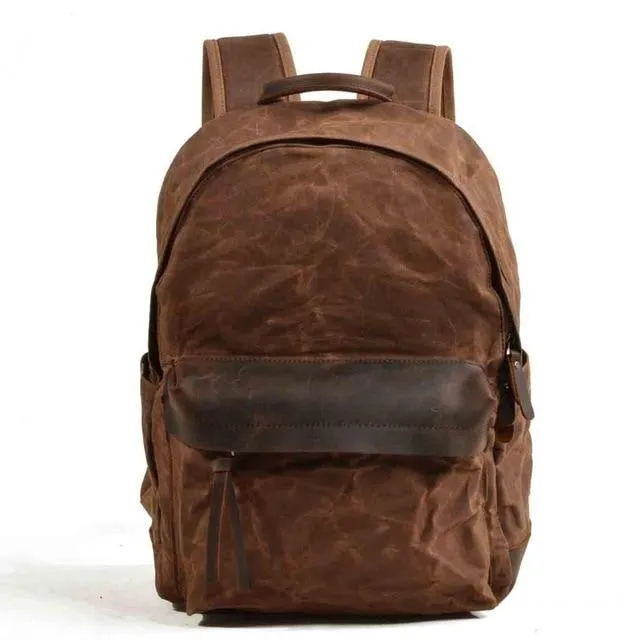 Green and Brown Canvas Leather 20 to 35 Litre Backpack