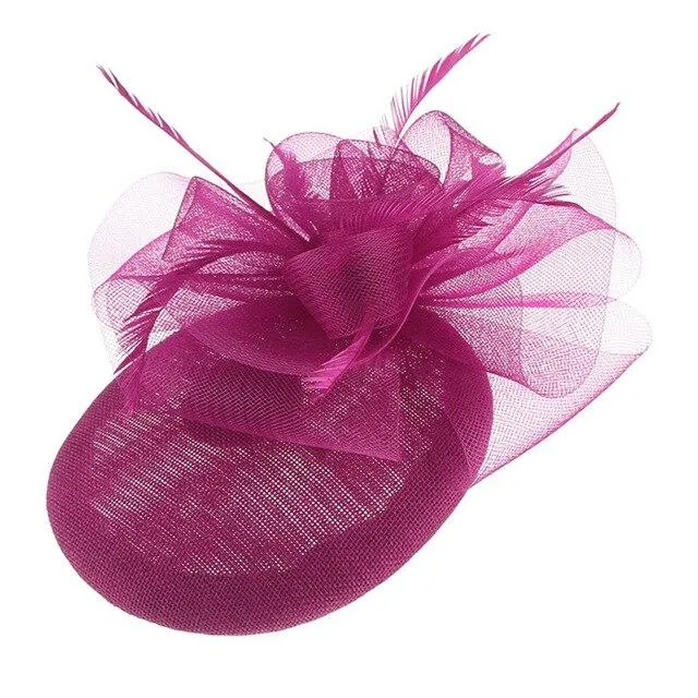 Hair Clip Sinamay Fascinator Hat with Feathers