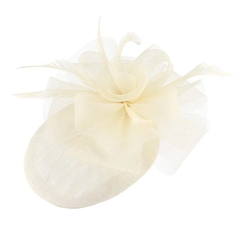 Hair Clip Sinamay Fascinator Hat with Feathers