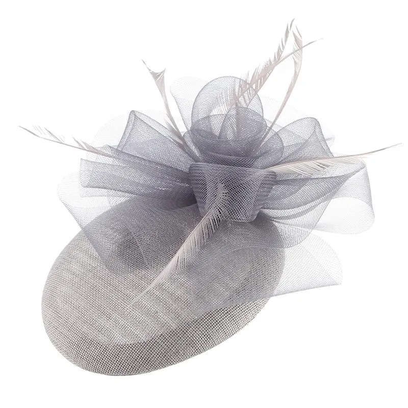 Hair Clip Sinamay Fascinator Hat with Feathers