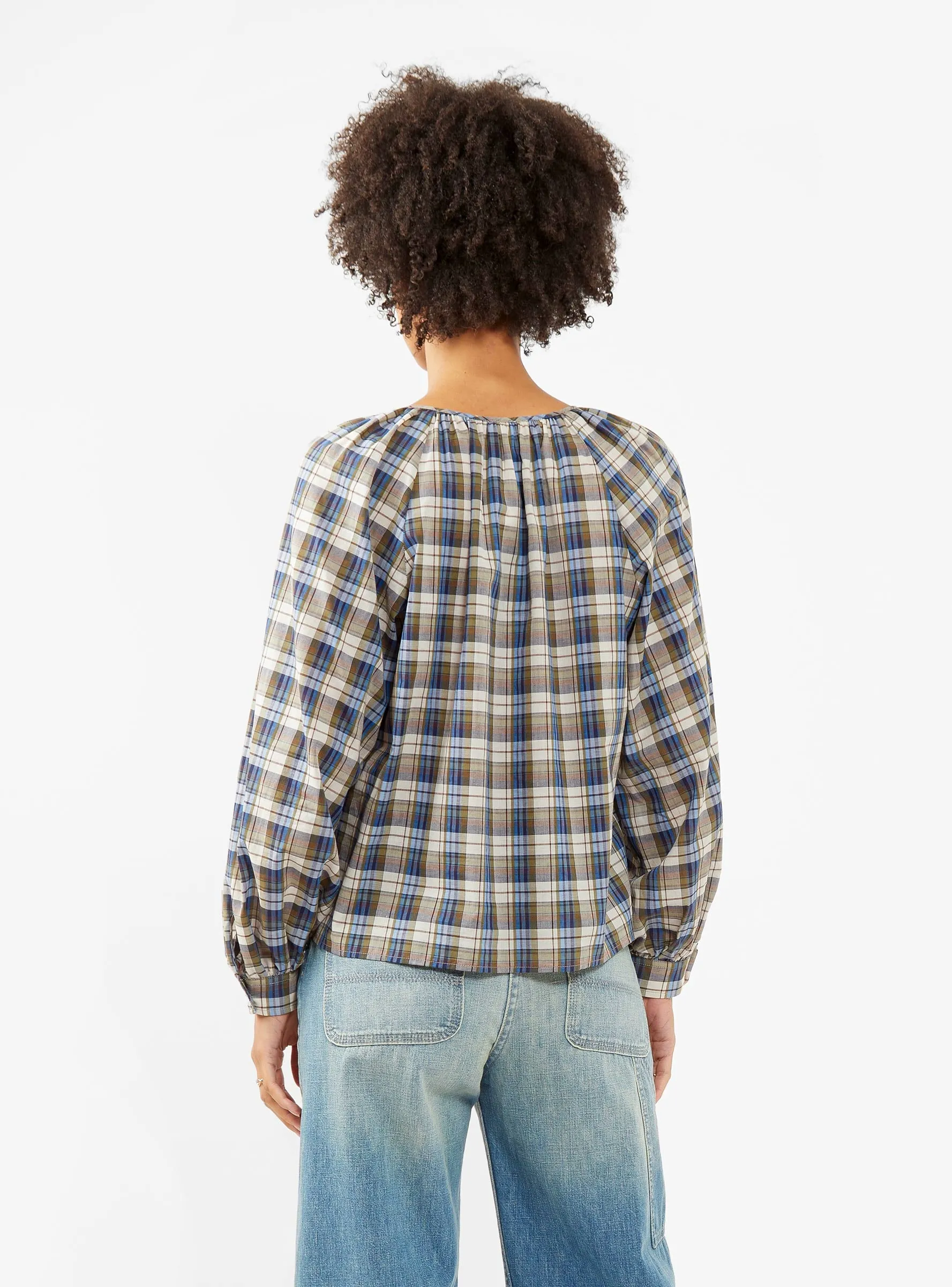 Haiti Blouse Blue & Beige Check