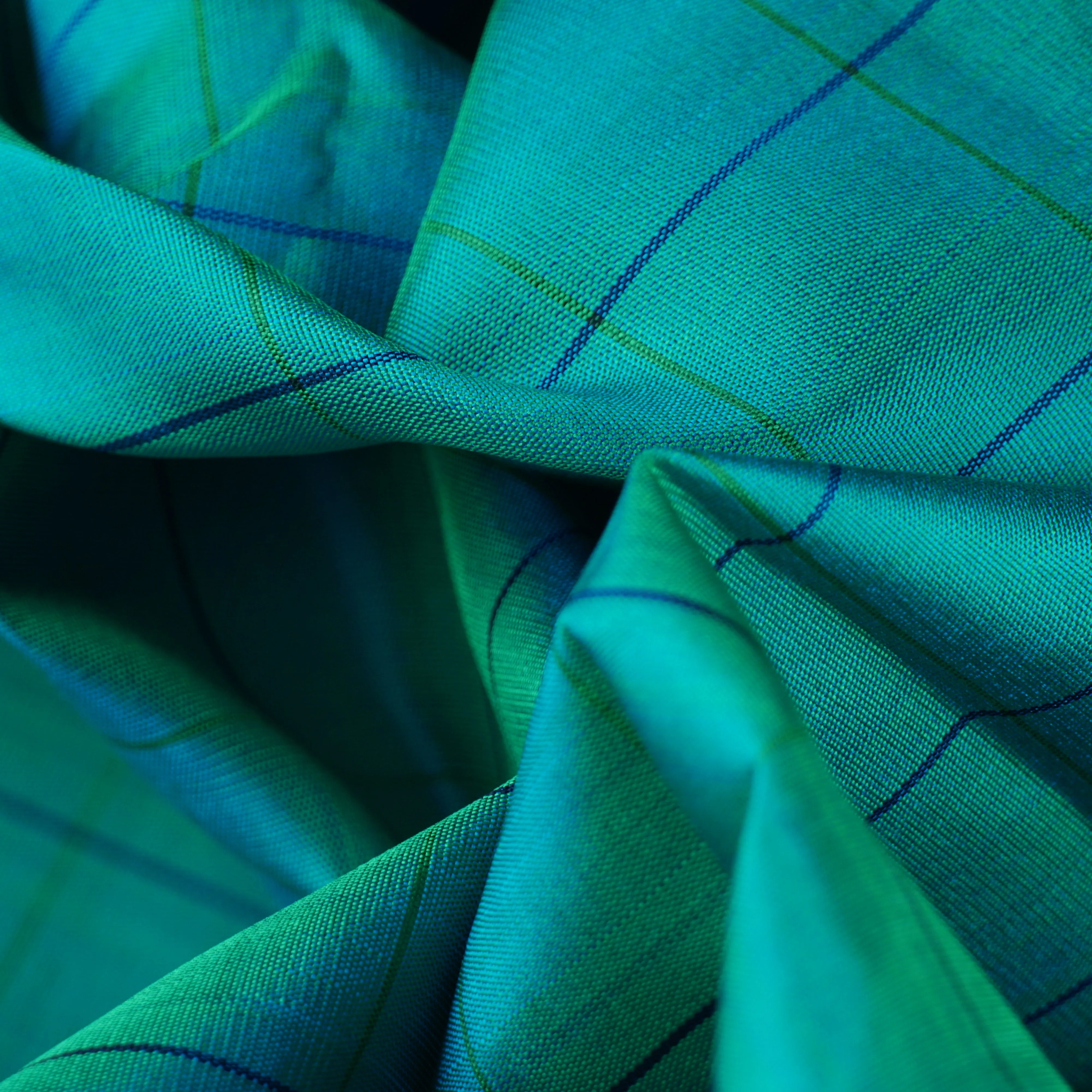 Handwoven Blue with Green Kanjivaram Silk Saree - 1945T006145DSC