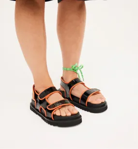 Hartley Velcro Sandal | Black and Fiery Mandarin