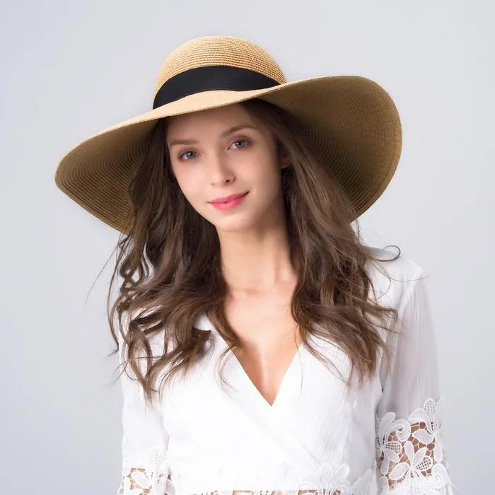 INNOVATO Women's Foldable Floppy Large Brim Straw Sun Hat