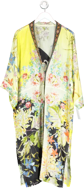 Johnny Was Green Floral Patterned Oversized Robe UK M