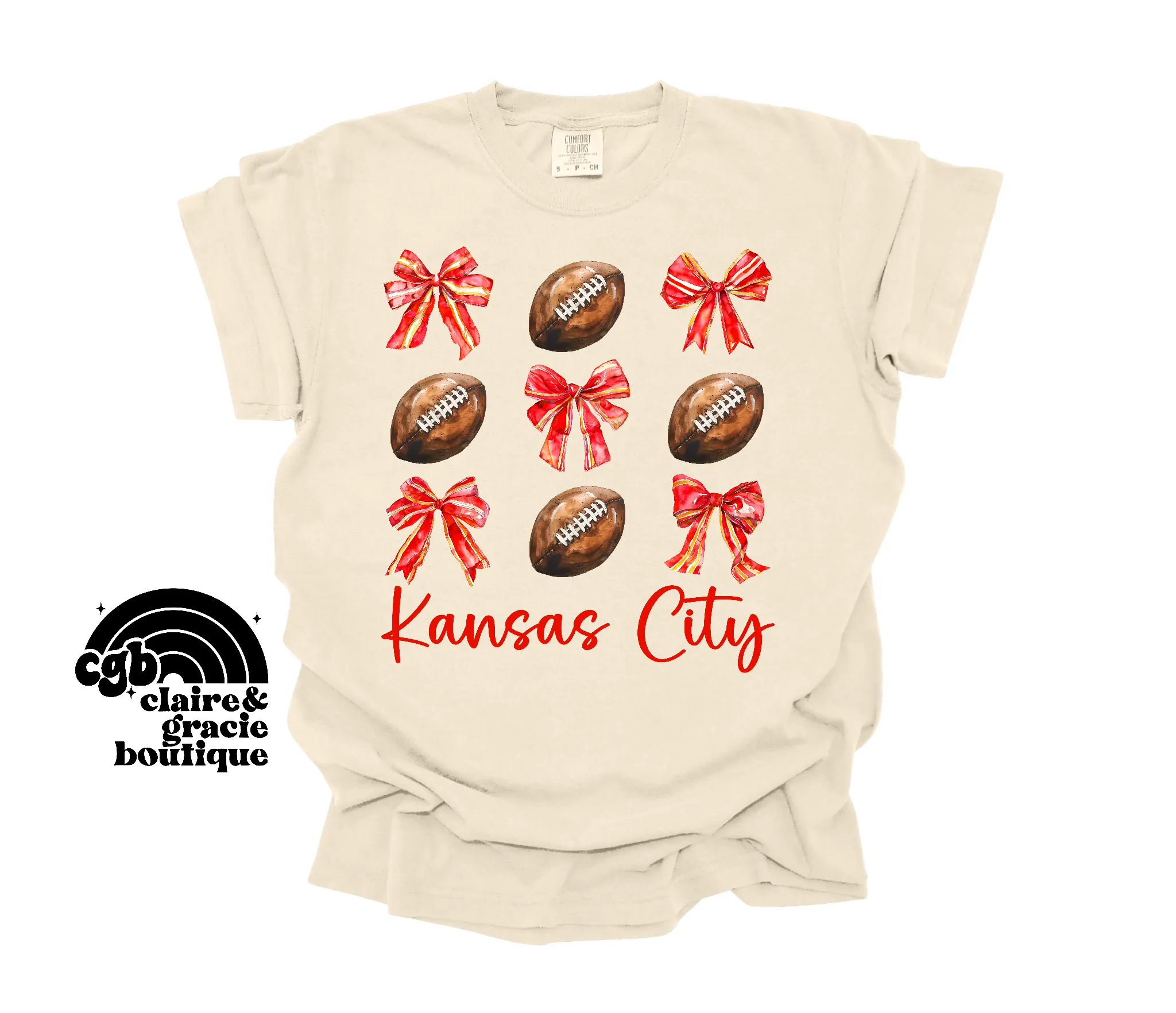 Kansas City Coquette Bow Cream Tee | Chiefs