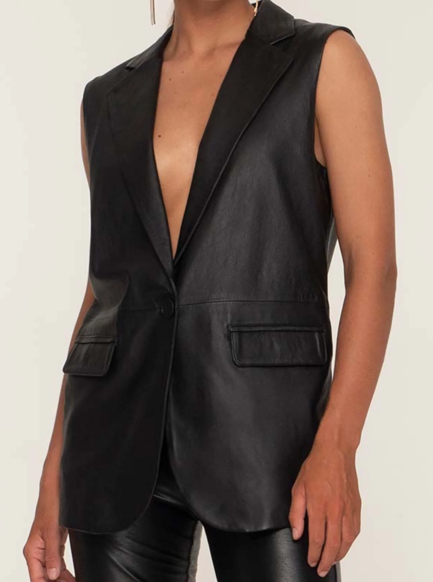 KINGSTON LEATHER VEST - BLACK