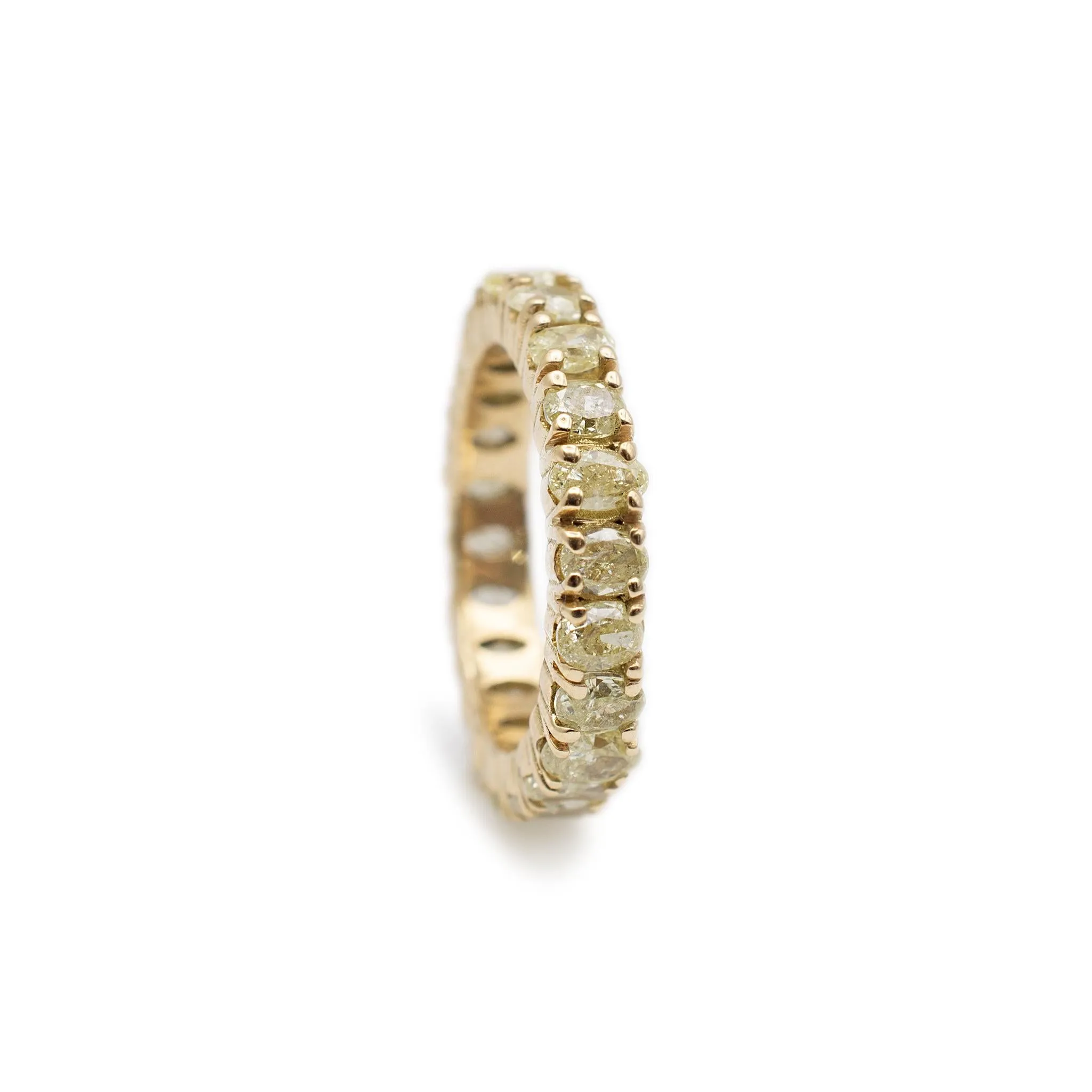 Ladies 18K Yellow Gold Oval Yellow 2.33ct Diamond Full Eternity Wedding Band