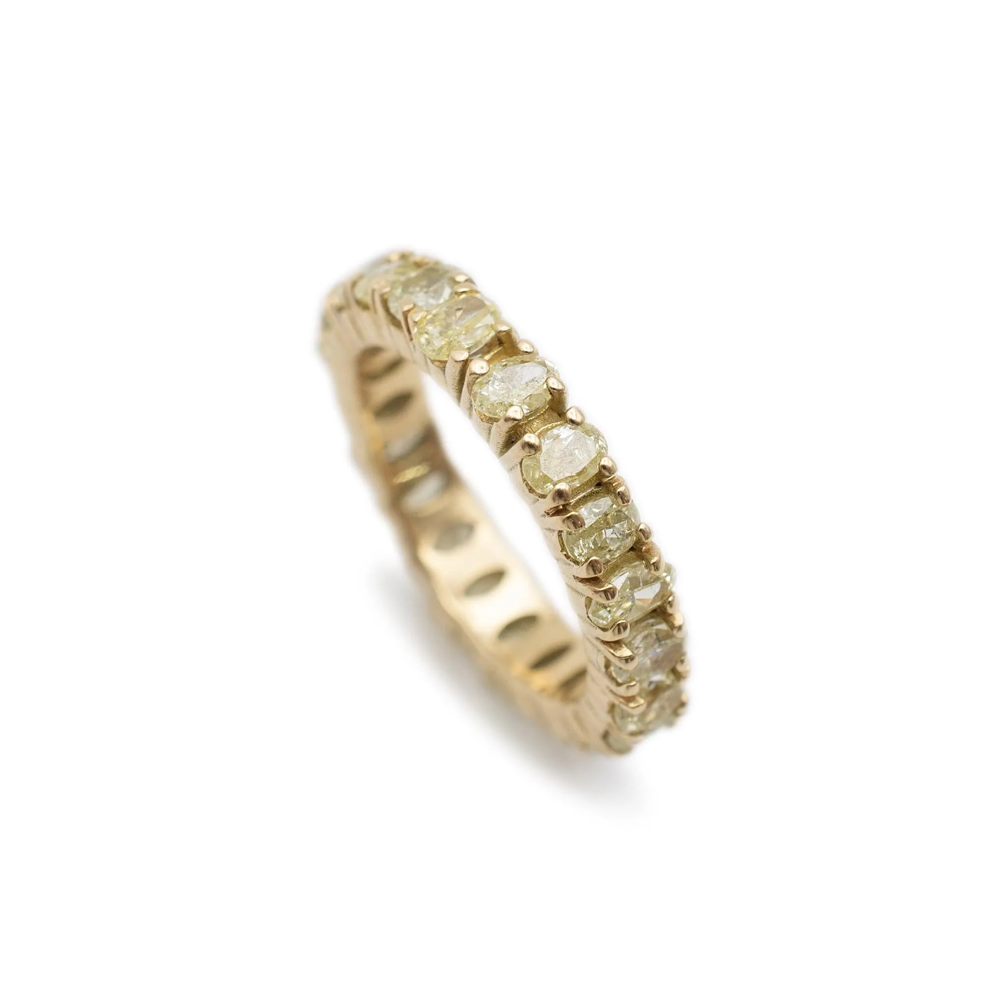 Ladies 18K Yellow Gold Oval Yellow 2.33ct Diamond Full Eternity Wedding Band