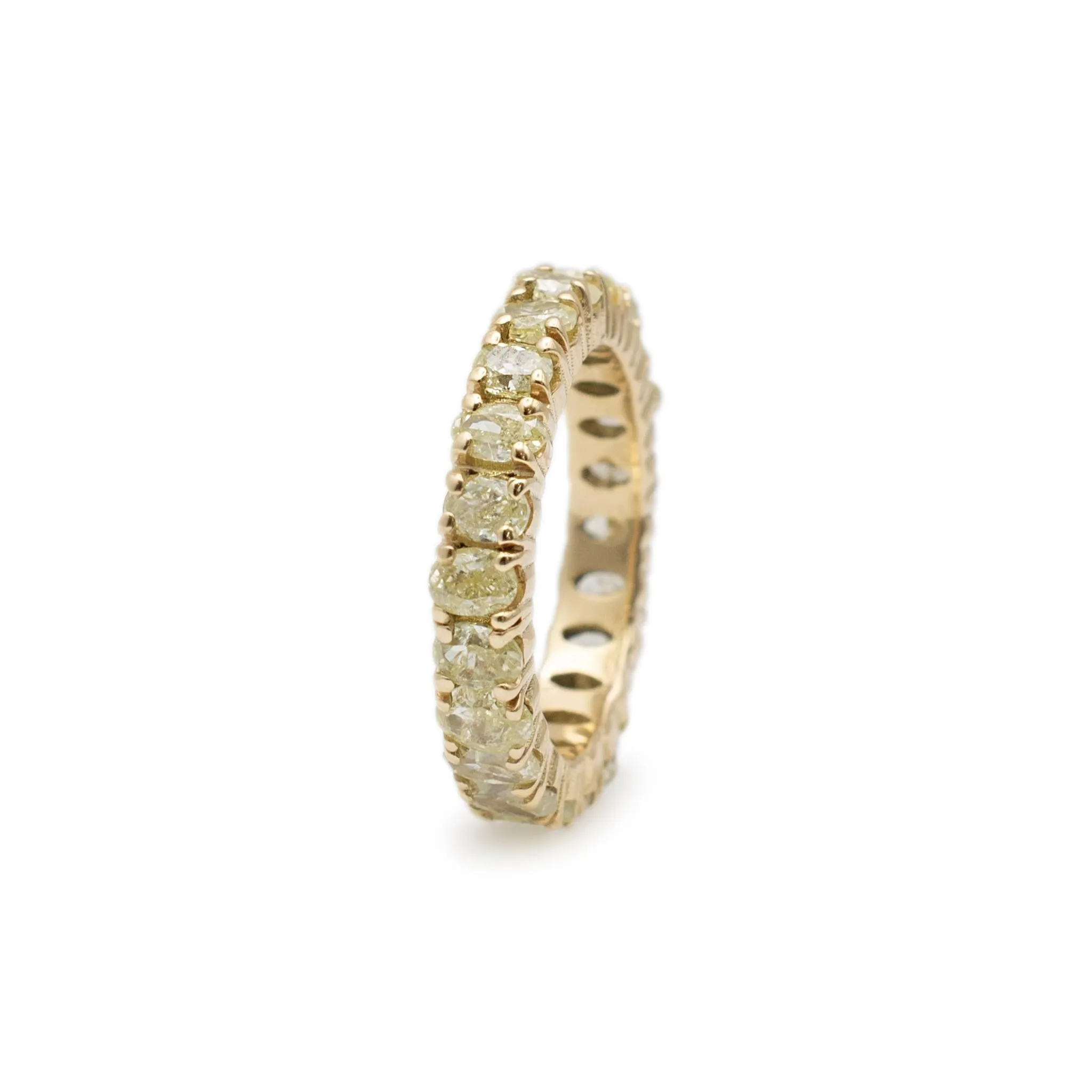 Ladies 18K Yellow Gold Oval Yellow 2.33ct Diamond Full Eternity Wedding Band