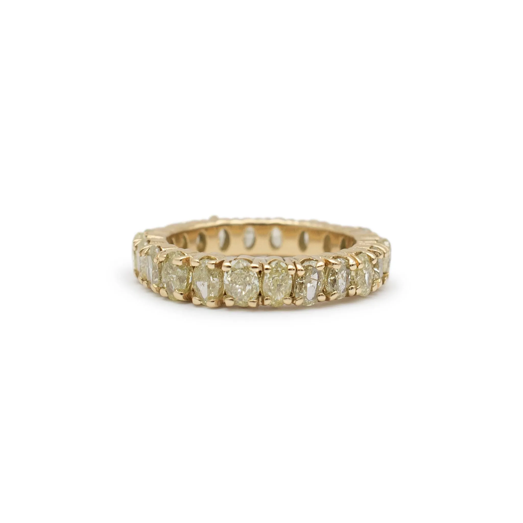 Ladies 18K Yellow Gold Oval Yellow 2.33ct Diamond Full Eternity Wedding Band