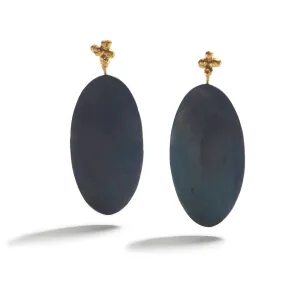 Large Oval Steel & Gold Cluster Drops