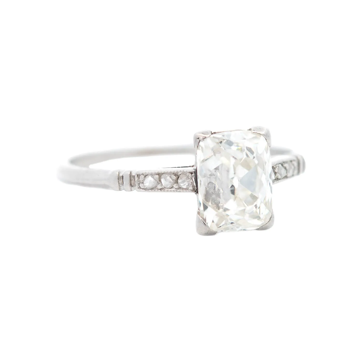 Late Edwardian Platinum Rare Peruzzi Cut Diamond Ring 1.10ct