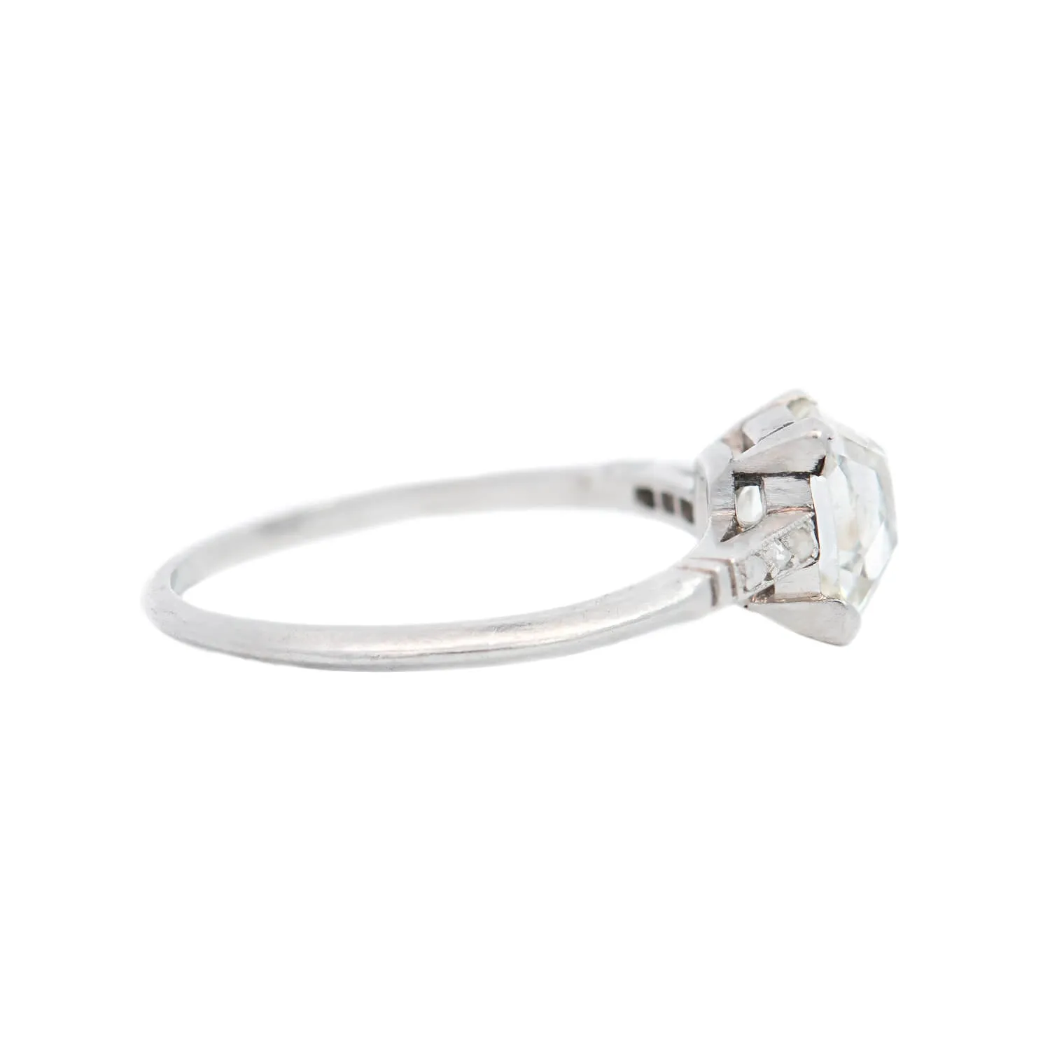 Late Edwardian Platinum Rare Peruzzi Cut Diamond Ring 1.10ct