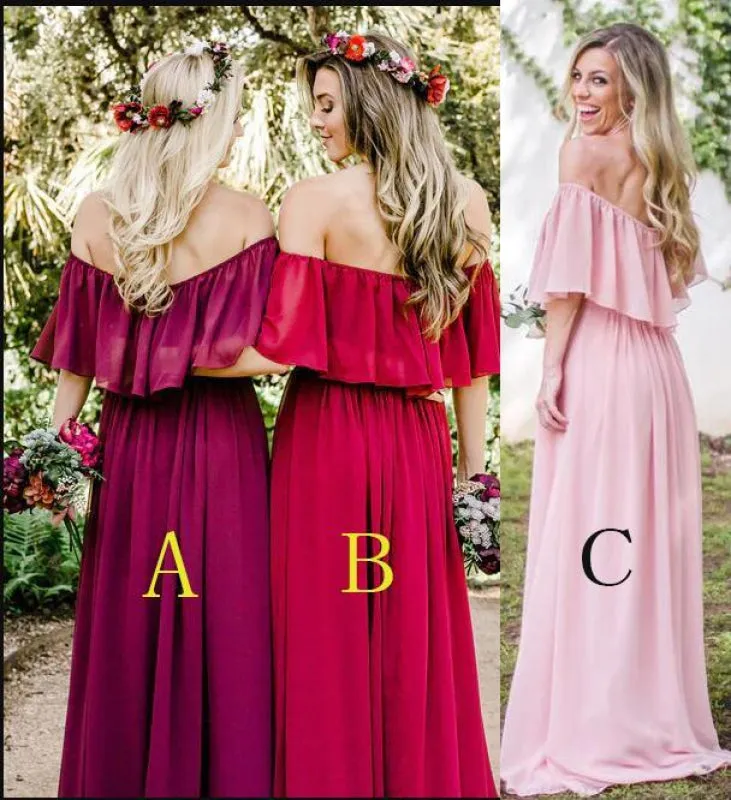 Latest Long Chiffon Bridesmaid Dress