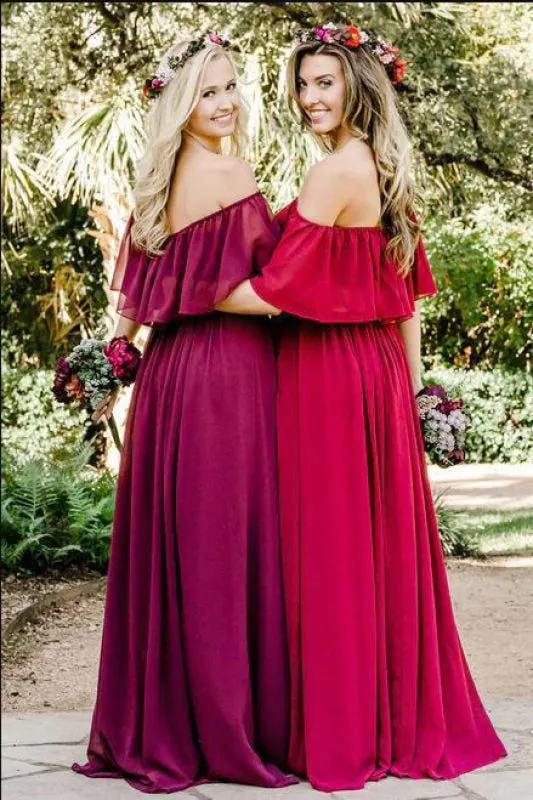 Latest Long Chiffon Bridesmaid Dress