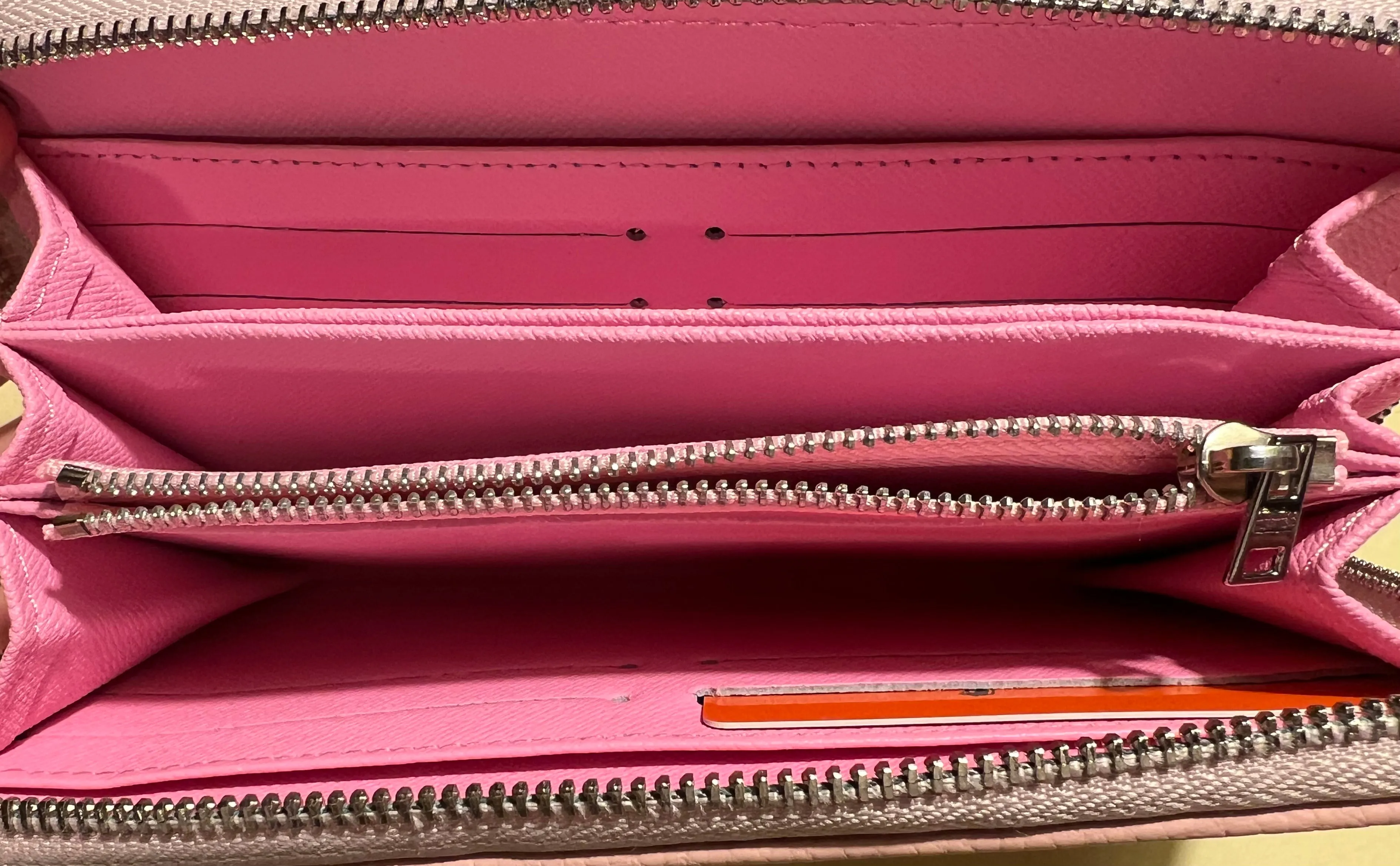 Leather pink zip wallet checkbook card holder