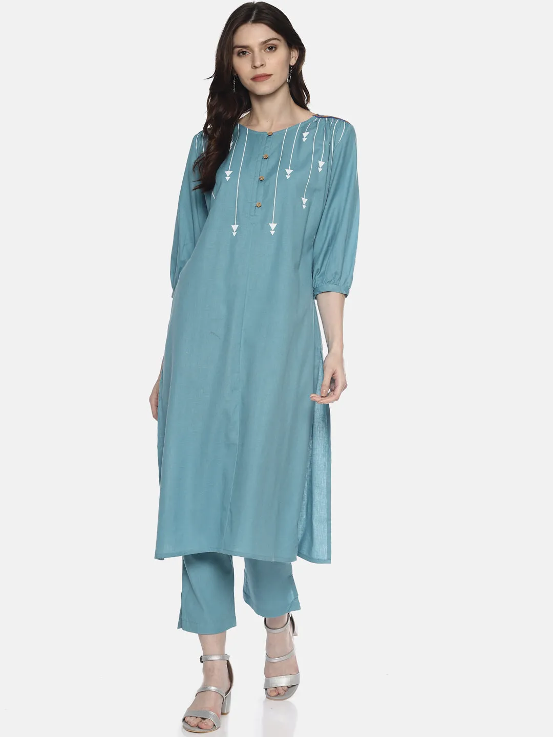 Light Blue Arrow Printed Kurta