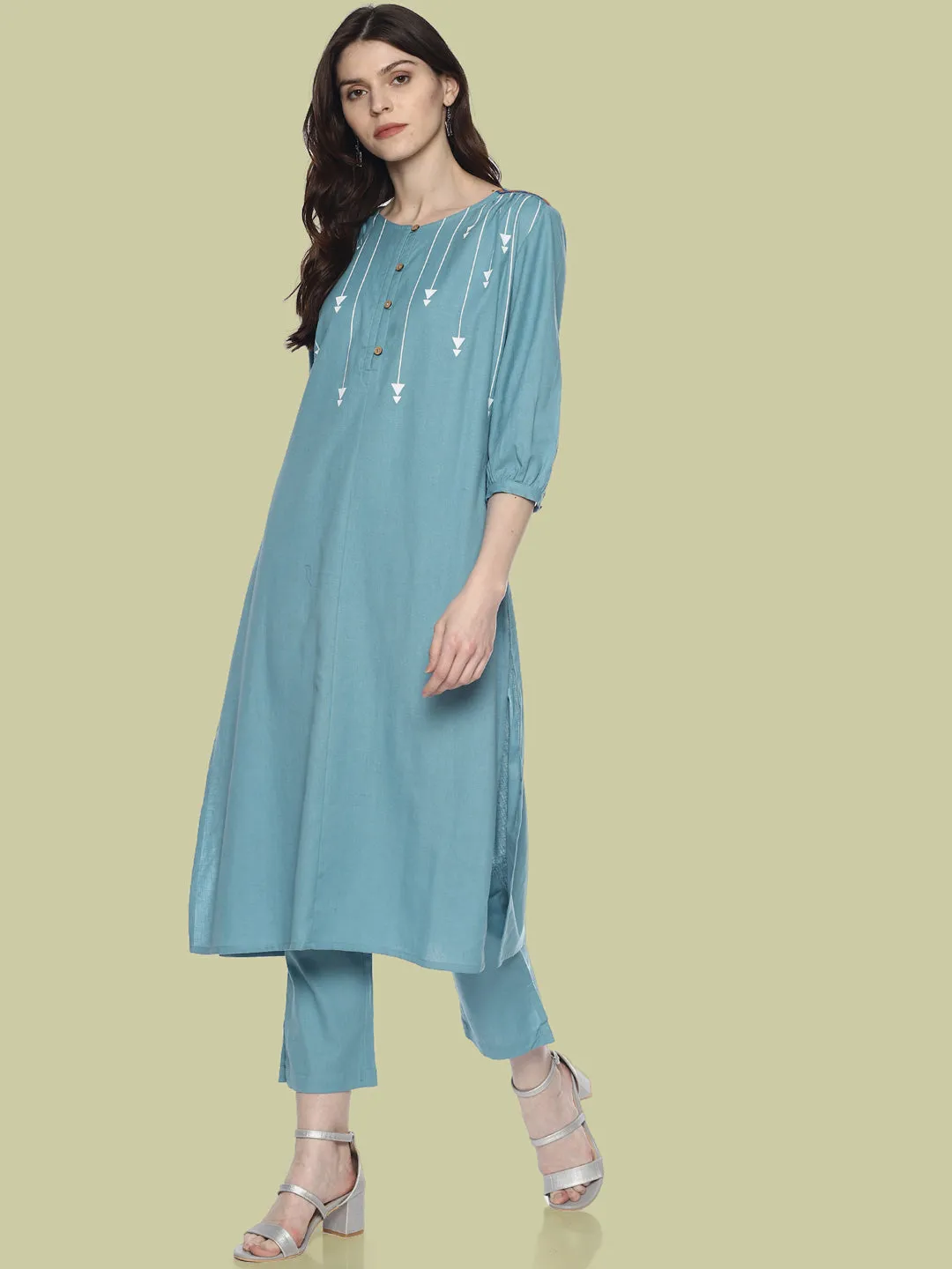 Light Blue Arrow Printed Kurta