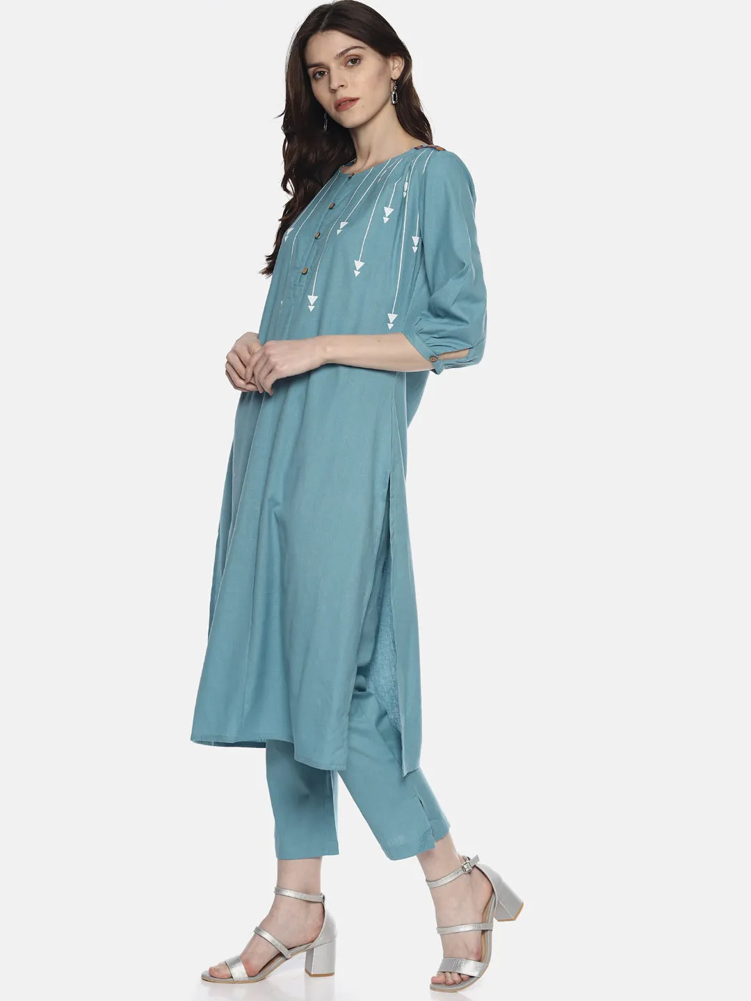 Light Blue Arrow Printed Kurta