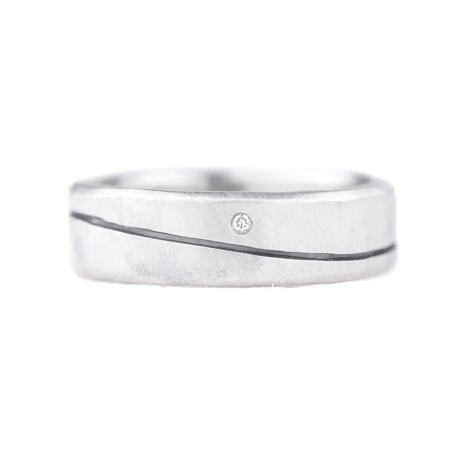 Line and Diamond Round Ring by Colleen Mauer Designs