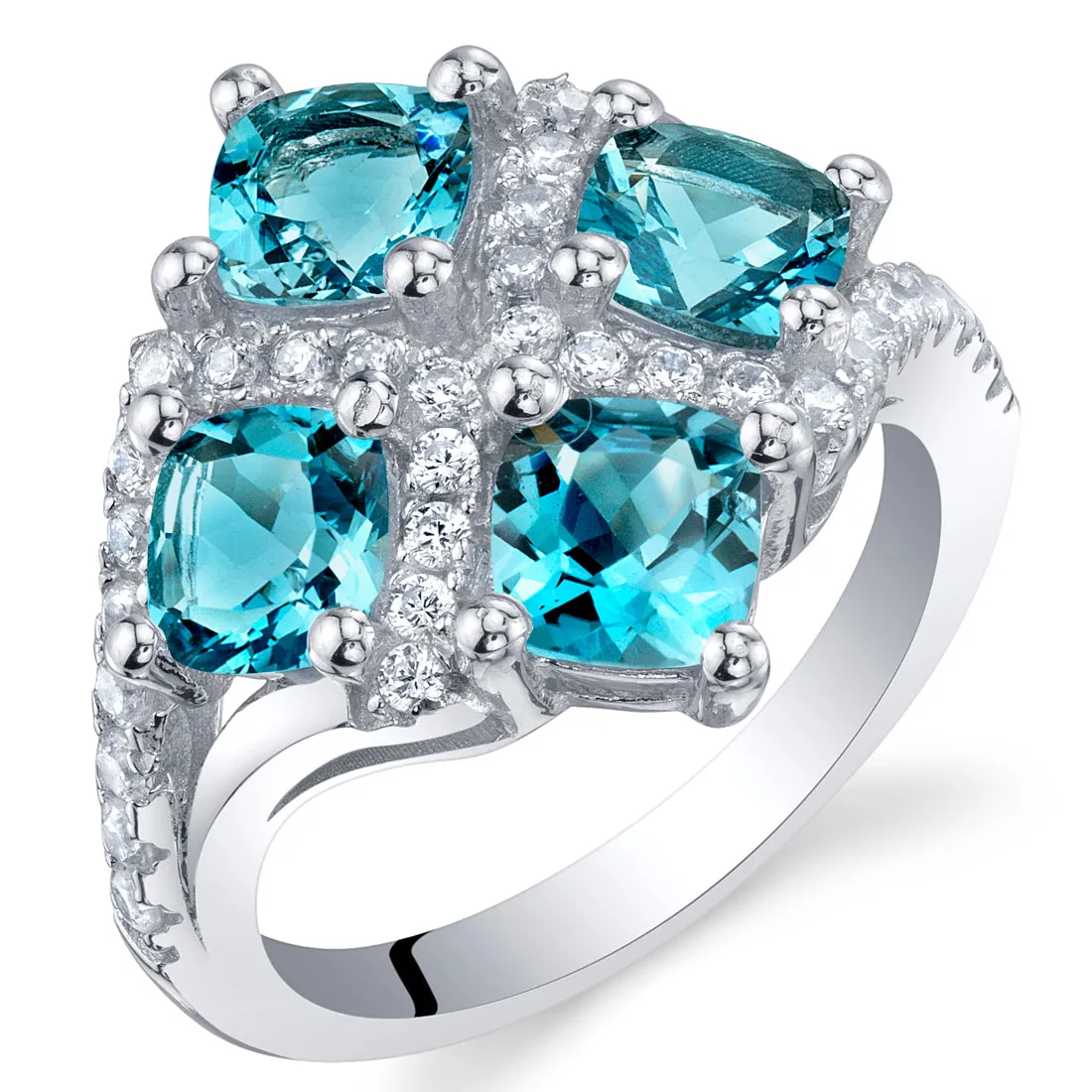 London Blue Topaz Cushion Cut Sterling Silver Ring Size 8