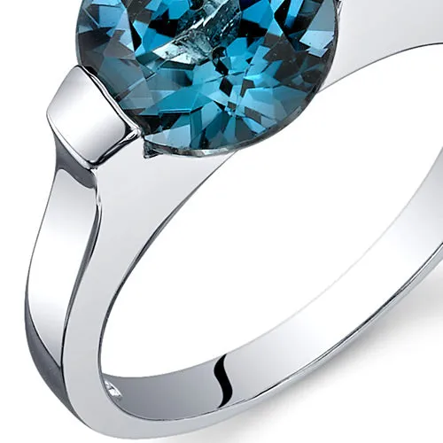 London Blue Topaz Round Cut Sterling Silver Ring Size 5