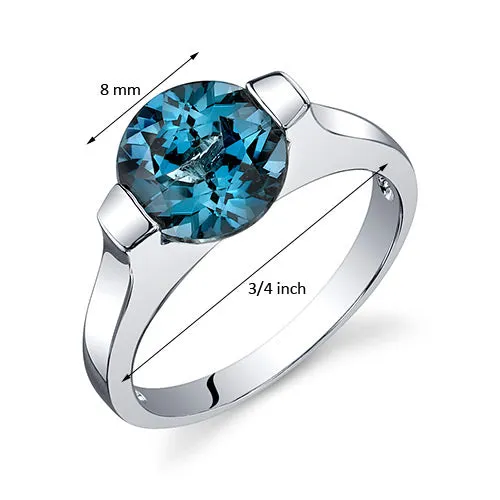 London Blue Topaz Round Cut Sterling Silver Ring Size 5