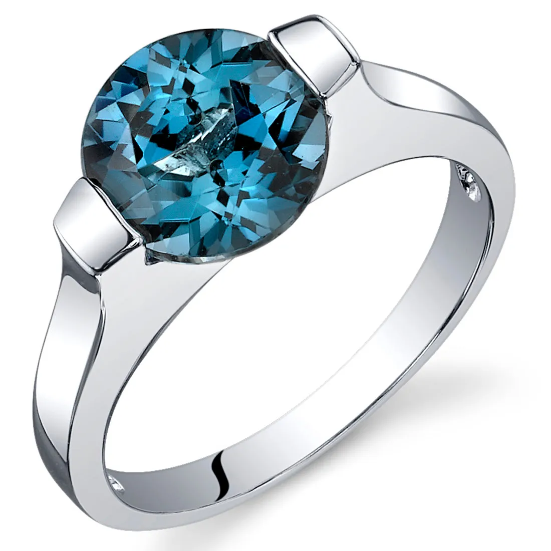 London Blue Topaz Round Cut Sterling Silver Ring Size 5