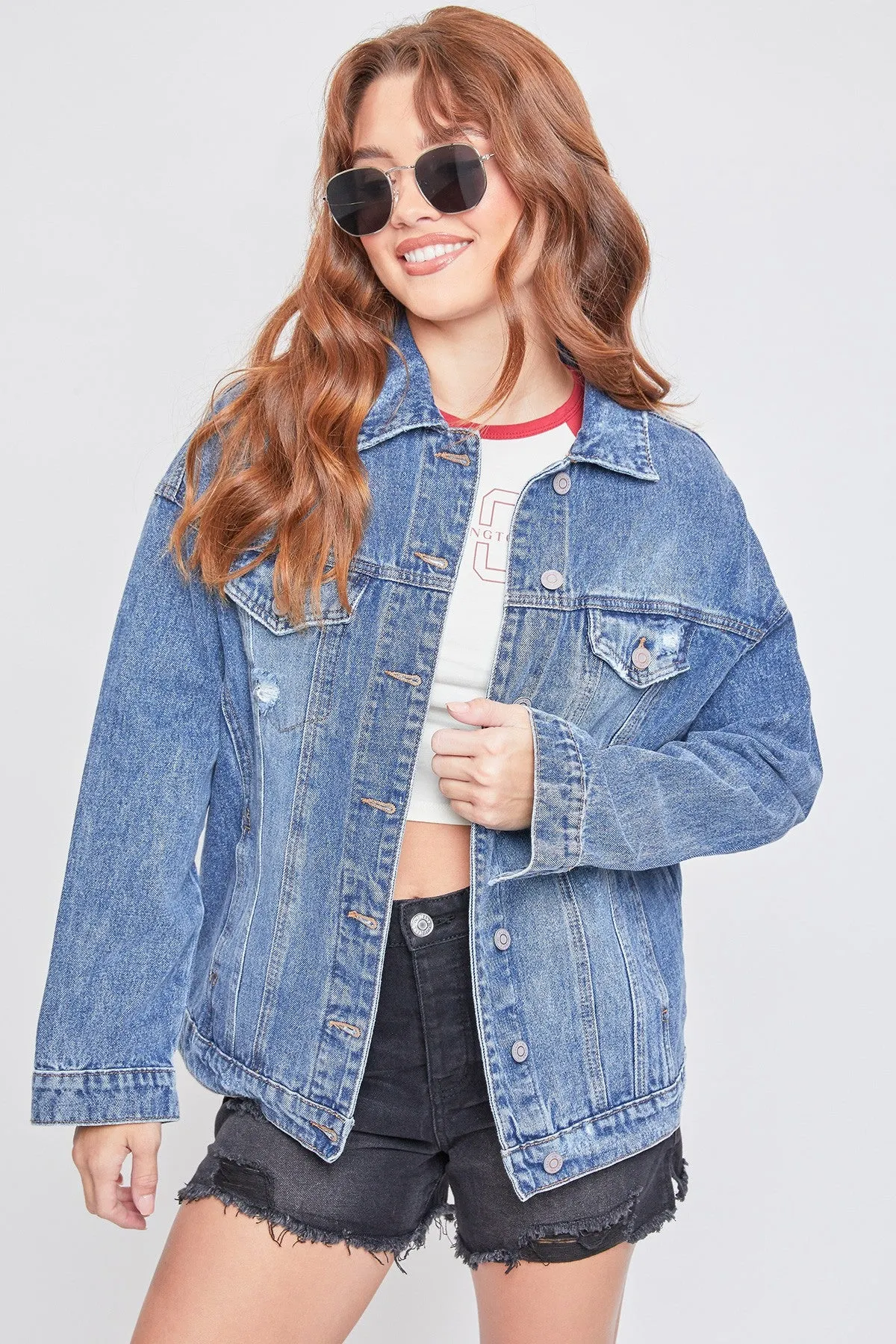 Loose Fit Denim Jacket in Medium Wash