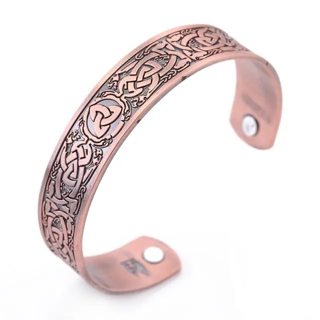 Magnetic Bracelet Celtic Cuff Stainless Steel Adjustable Bangle Trinity Knot